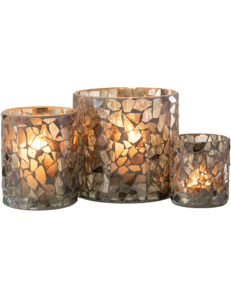 Photophore original Diamètre 17 cm en Verre Vert Motif mosaïque Silvan - 6