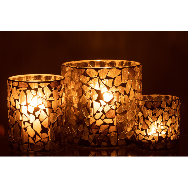 Photophore original Diamètre 17 cm en Verre Vert Motif mosaïque Silvan - 7