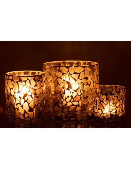 Photophore original Diamètre 17 cm en Verre Vert Motif mosaïque Silvan - 7