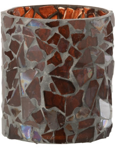 Photophore original Diamètre 8 cm en Verre Marron Motif mosaïque Silvan - 1