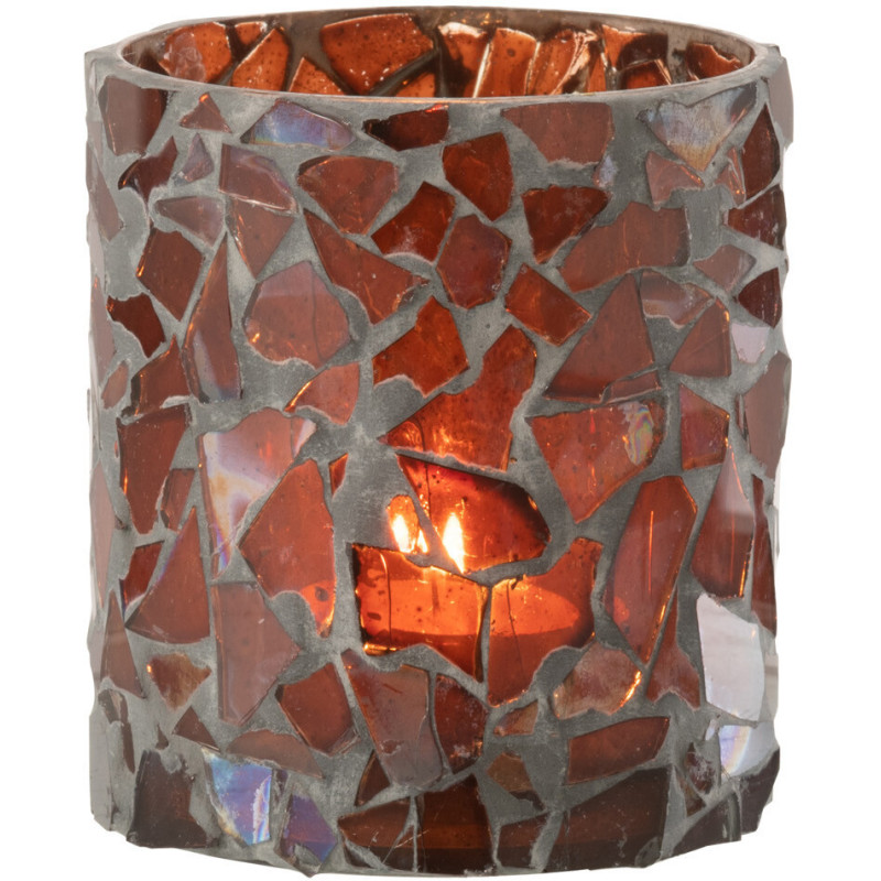 Photophore original Diamètre 8 cm en Verre Marron Motif mosaïque Silvan - 3