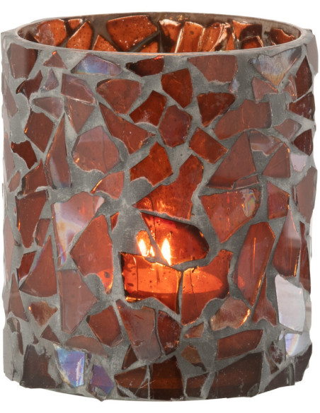 Photophore original Diamètre 8 cm en Verre Marron Motif mosaïque Silvan - 3