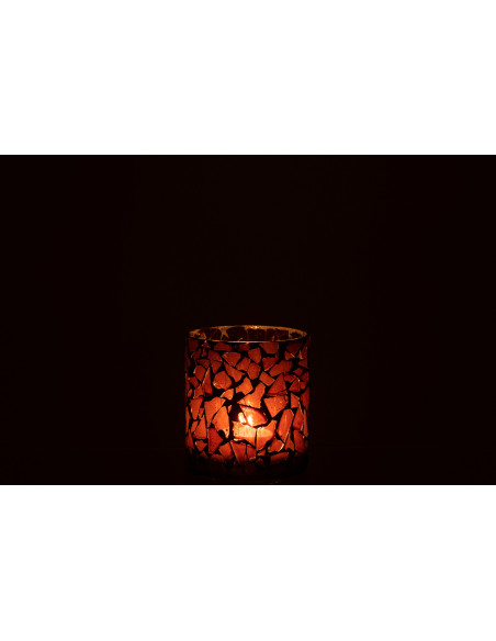 Photophore original Diamètre 8 cm en Verre Marron Motif mosaïque Silvan - 4