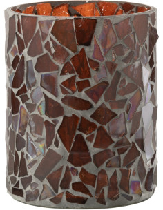 Photophore original Diamètre 12 cm en Verre Marron Motif mosaïque Silvan - 1