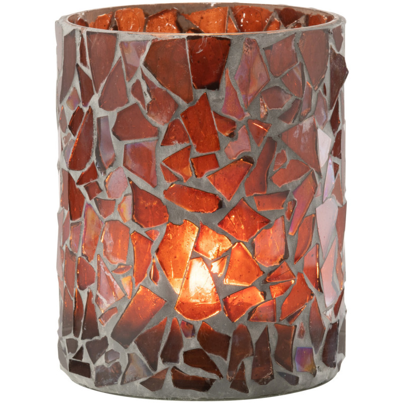 Photophore original Diamètre 12 cm en Verre Marron Motif mosaïque Silvan - 3