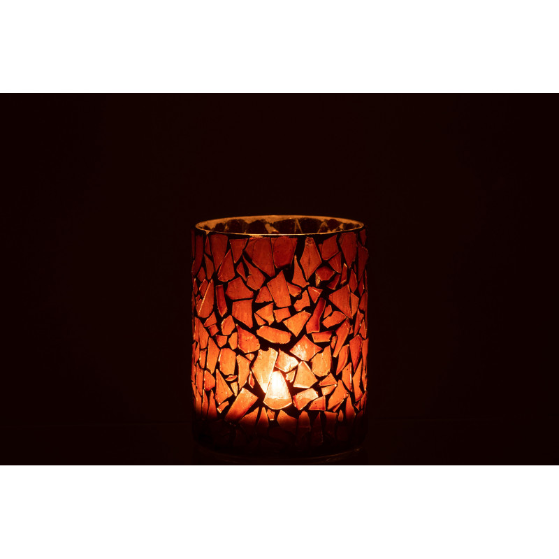 Photophore original Diamètre 12 cm en Verre Marron Motif mosaïque Silvan - 4