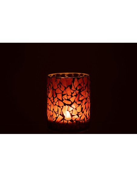 Photophore original Diamètre 12 cm en Verre Marron Motif mosaïque Silvan - 4