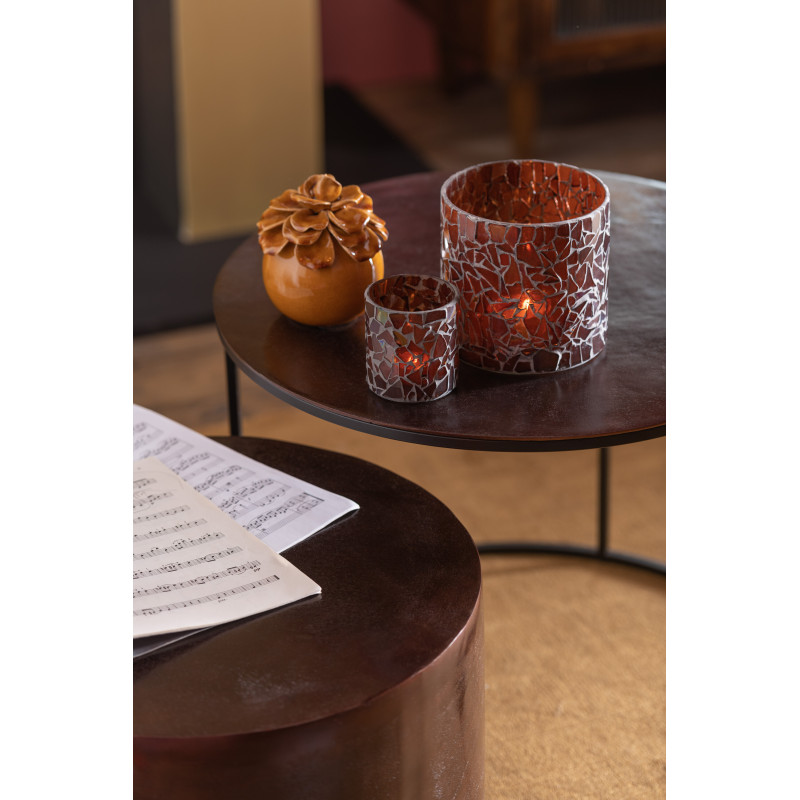 Photophore original Diamètre 12 cm en Verre Marron Motif mosaïque Silvan - 5