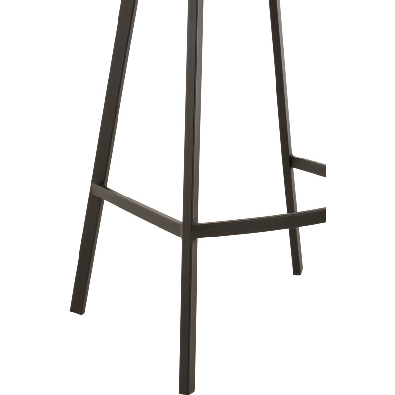Tabouret de bar avec dossier Stéphane en Tissu Beige Chiné Métal Noir - 5
