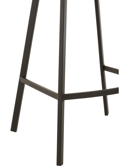 Tabouret de bar avec dossier Stéphane en Tissu Beige Chiné Métal Noir - 5