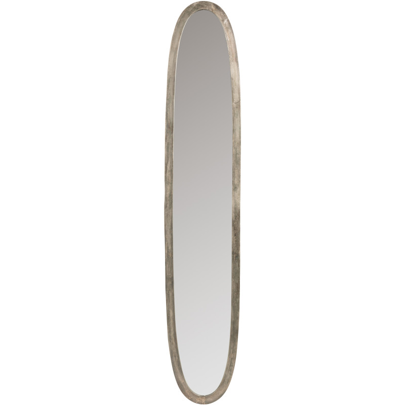 Miroir Mural Ovale XXL Selene en Aluminium Gris Vieilli - 1