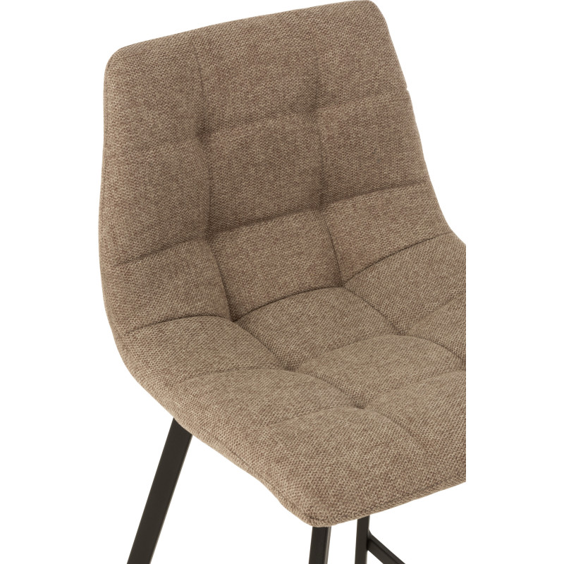 Tabouret de bar avec dossier Stéphane en Tissu Beige Chiné Métal Noir - 6