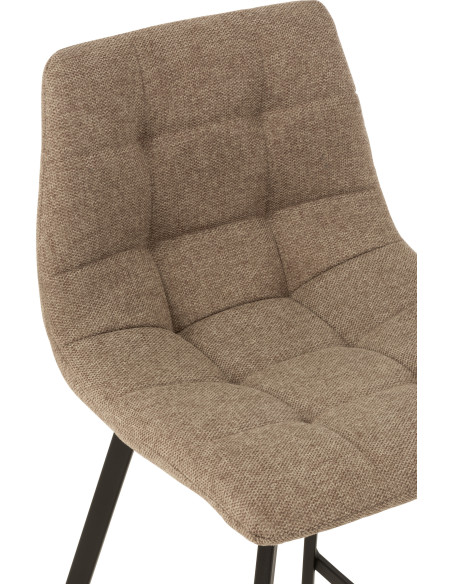 Tabouret de bar avec dossier Stéphane en Tissu Beige Chiné Métal Noir - 6