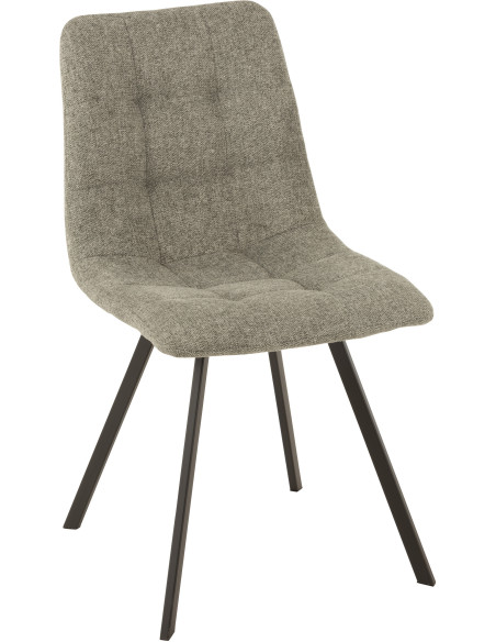 Chaise Babette en Tissu Gris Chiné Métal Noir J-Line - 1