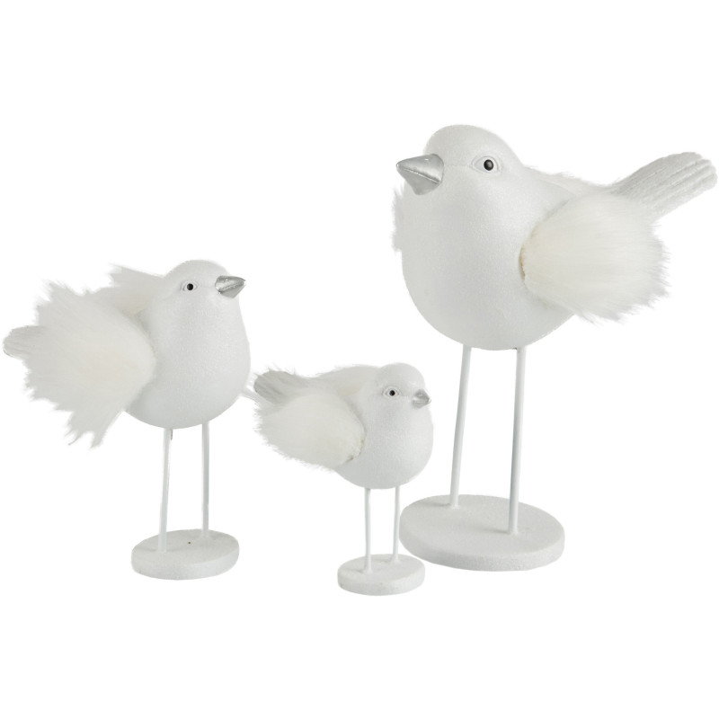 Statue déco Oiseau Lucky en Résine Blanc Fourrure synthétique Blanc Sur socle - 2
