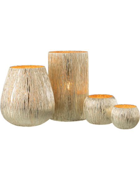 Photophore design cylindrique Diamètre 12 cm en Verre Argenté Inayae - 5