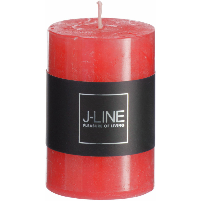 Bougie Cylindrique Rouge J-Line en Cire 18 heures Hauteur 7 cm - 1
