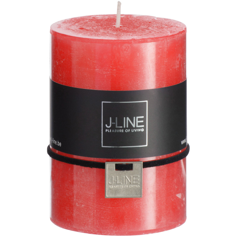 Bougie Cylindrique XL Rouge J-Line en Cire 48 heures Hauteur 10 cm - 1
