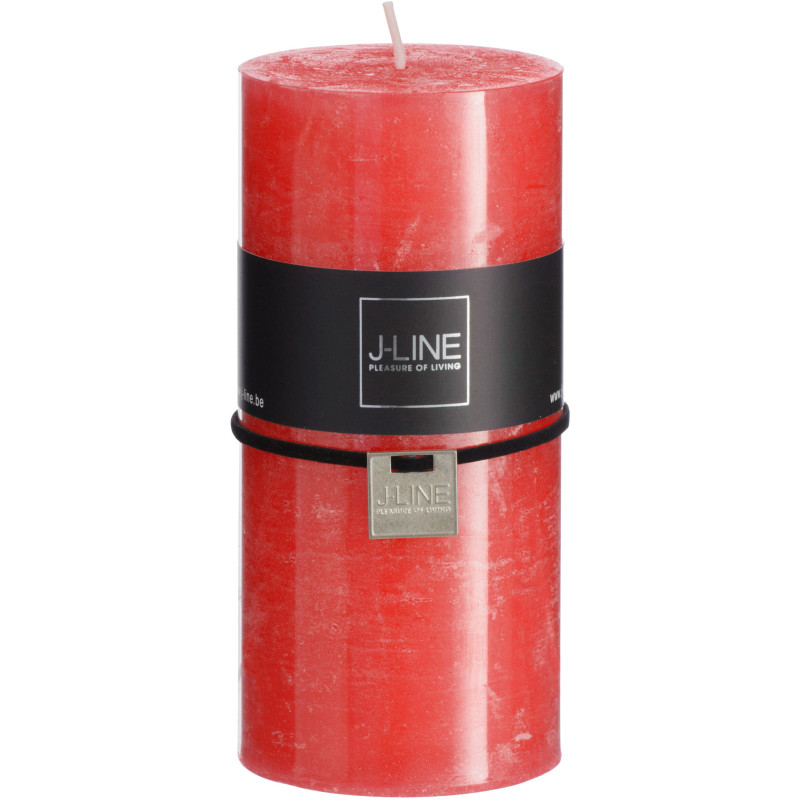 Bougie Cylindrique XXL Rouge J-Line en Cire 70 heures Hauteur 15 cm - 1