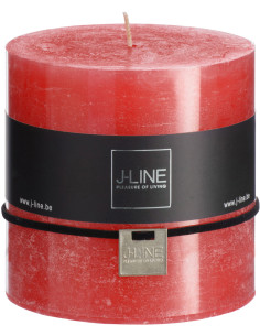 Bougie Cylindrique XXL Rouge J-Line en Cire 80 heures Hauteur 10 cm - 1