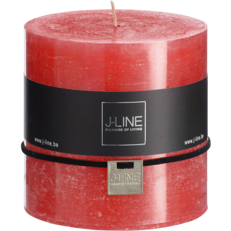 Bougie Cylindrique XXL Rouge J-Line en Cire 80 heures Hauteur 10 cm - 1
