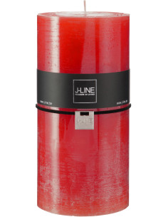 Bougie Cylindrique XXL Rouge J-Line en Cire 140 heures Hauteur 20 cm - 1