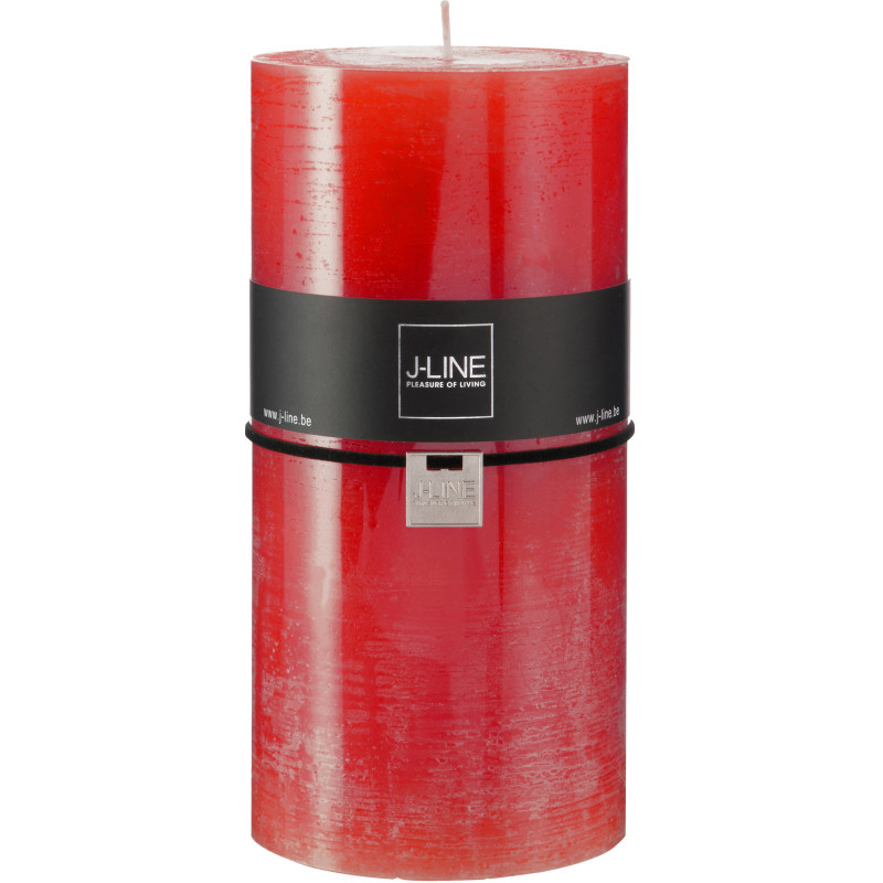 Bougie Cylindrique XXL Rouge J-Line en Cire 140 heures Hauteur 20 cm - 1