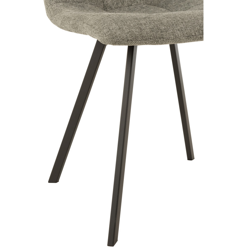 Chaise Babette en Tissu Gris Chiné Métal Noir J-Line - 5