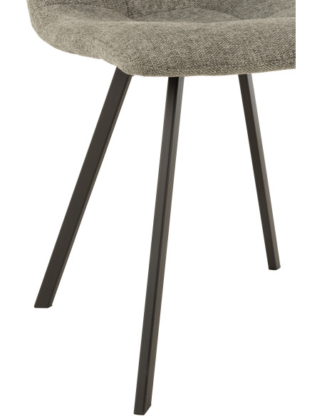 Chaise Babette en Tissu Gris Chiné Métal Noir J-Line - 5