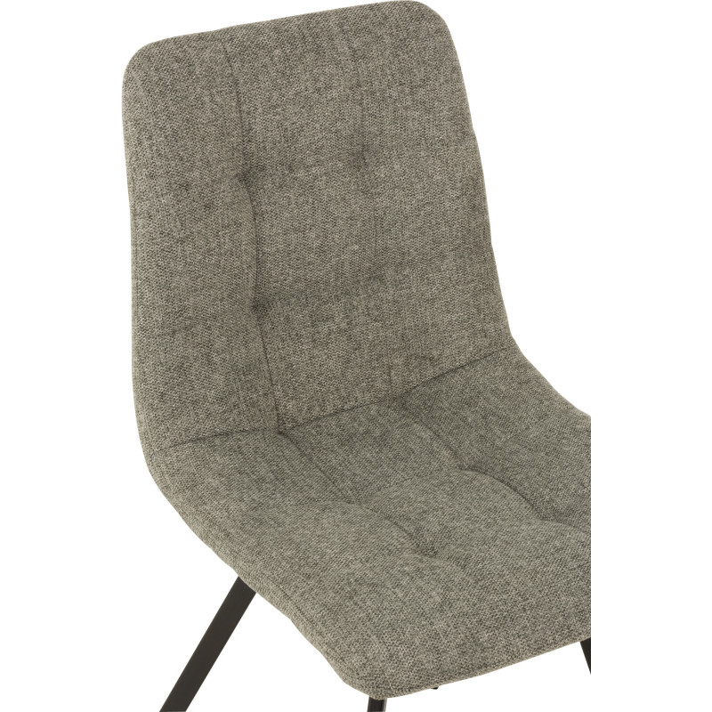 Chaise Babette en Tissu Gris Chiné Métal Noir J-Line - 6