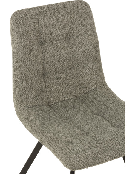 Chaise Babette en Tissu Gris Chiné Métal Noir J-Line - 6