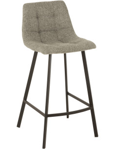 Tabouret de bar avec dossier Stéphane en Tissu Gris Chiné Métal Noir - 1