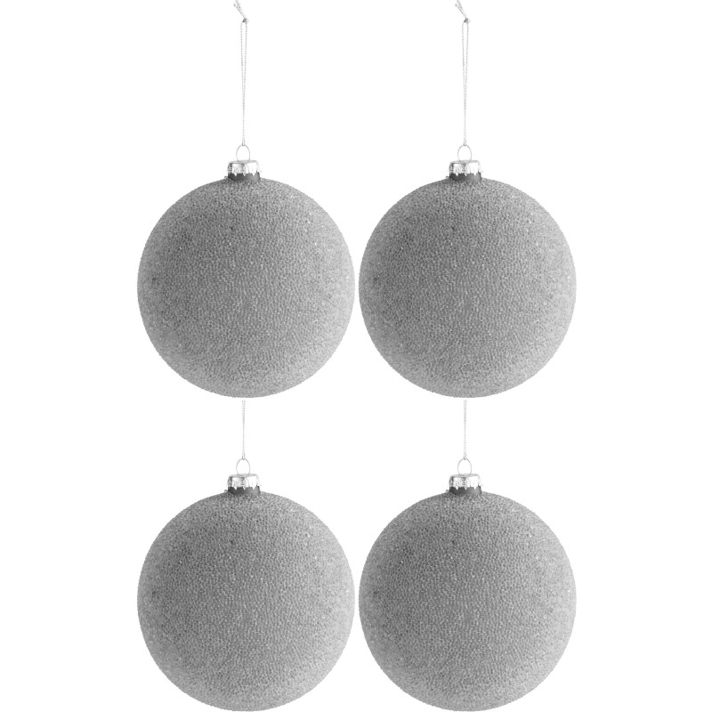 Boule de Noël XL en Verre Gris Avec perles (Lot de 4) - 1