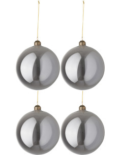 Boule de Noël XL en Verre Gris perle (Lot de 4) - 1