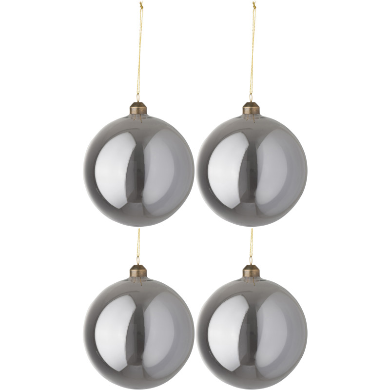 Boule de Noël XL en Verre Gris perle (Lot de 4) - 1