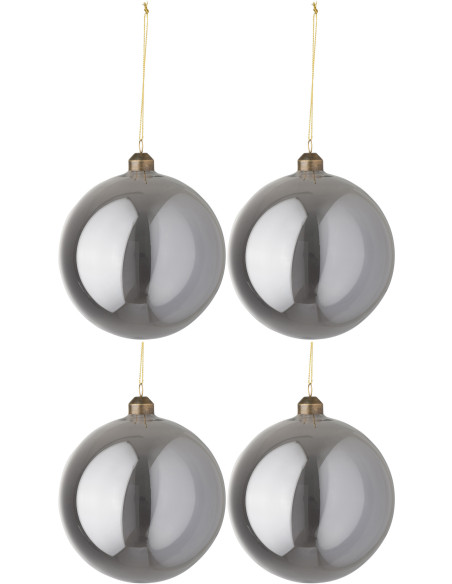 Boule de Noël XL en Verre Gris perle (Lot de 4) - 1