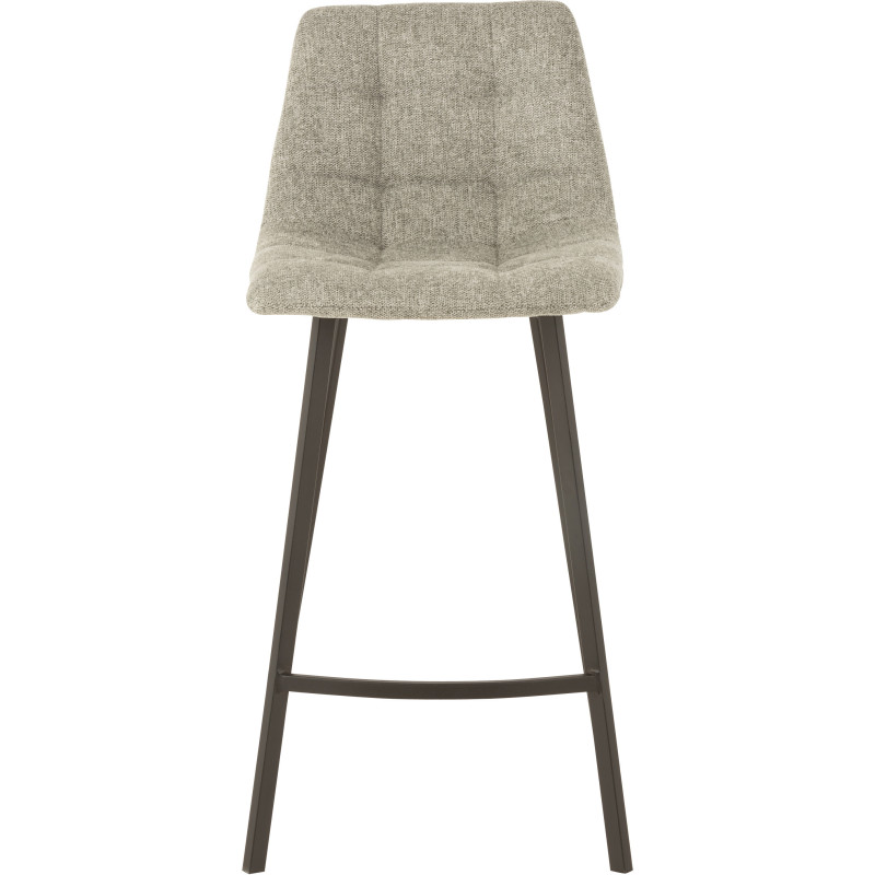 Tabouret de bar avec dossier Stéphane en Tissu Gris Chiné Métal Noir - 2