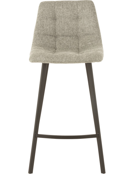 Tabouret de bar avec dossier Stéphane en Tissu Gris Chiné Métal Noir - 2