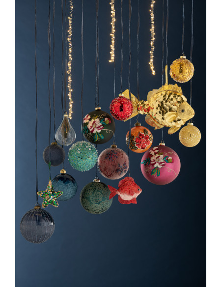 Boule de Noël XL en Verre Azur Vert kaki (Lot de 4) - 2