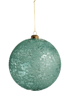 Boule de Noël XL en Verre Azur Avec perles - 1