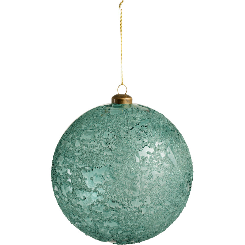 Boule de Noël XL en Verre Azur Avec perles - 1