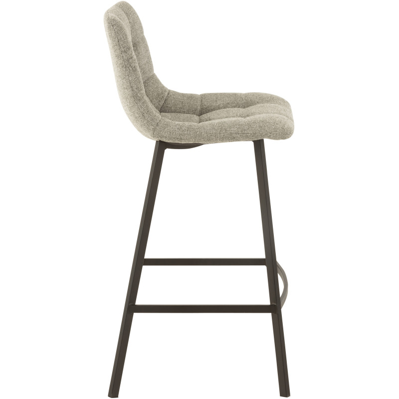 Tabouret de bar avec dossier Stéphane en Tissu Gris Chiné Métal Noir - 3