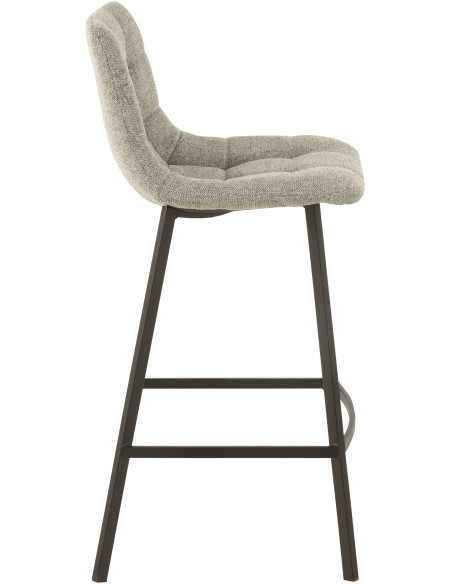 Tabouret de bar avec dossier Stéphane en Tissu Gris Chiné Métal Noir - 3