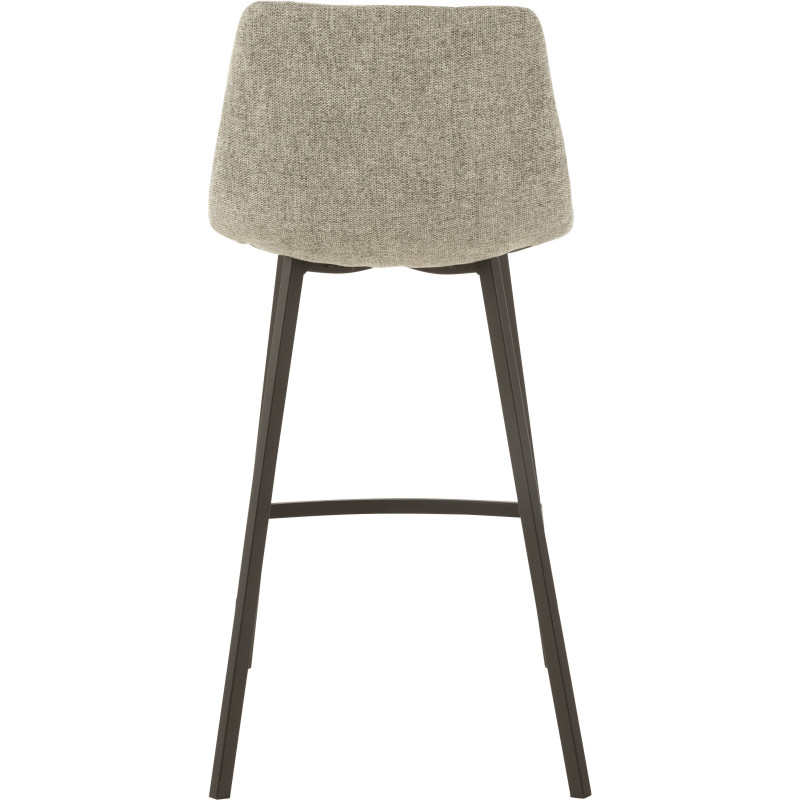 Tabouret de bar avec dossier Stéphane en Tissu Gris Chiné Métal Noir - 4