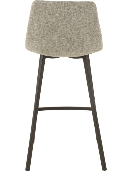 Tabouret de bar avec dossier Stéphane en Tissu Gris Chiné Métal Noir - 4