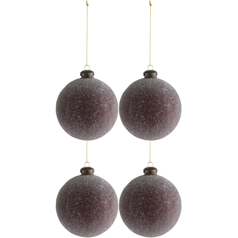 Boule de Noël en Verre Bordeaux Avec perles (Lot de 4) - 1