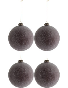 Boule de Noël XL en Verre Bordeaux Avec perles (Lot de 4) - 1