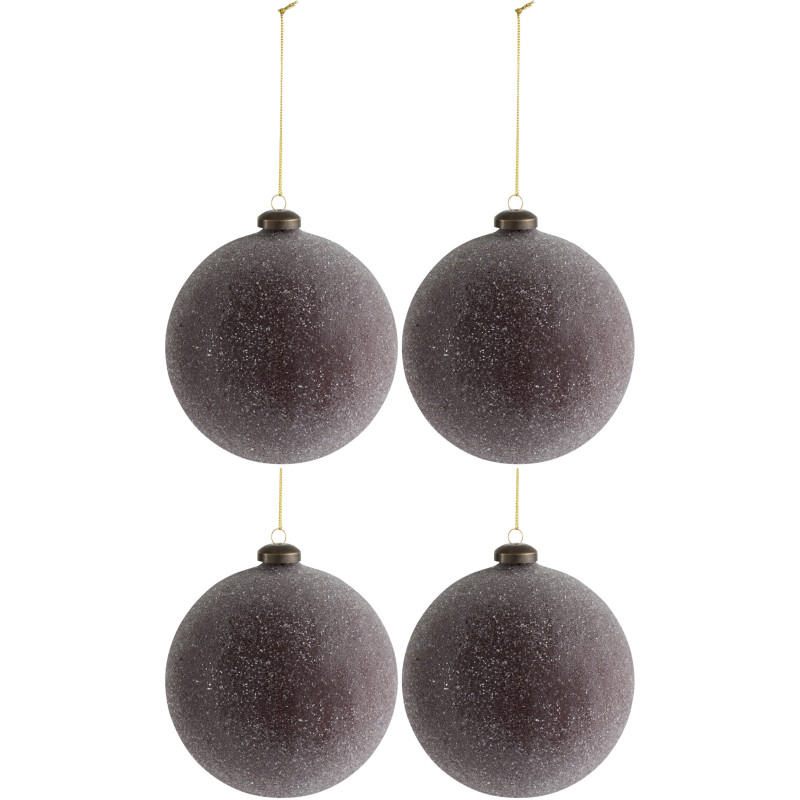 Boule de Noël XL en Verre Bordeaux Avec perles (Lot de 4) - 1