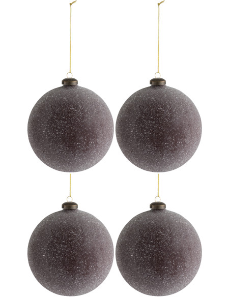 Boule de Noël XL en Verre Bordeaux Avec perles (Lot de 4) - 1