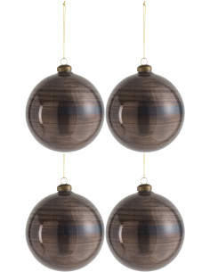Boule de Noël XL en Verre Marron (Lot de 4) - 1
